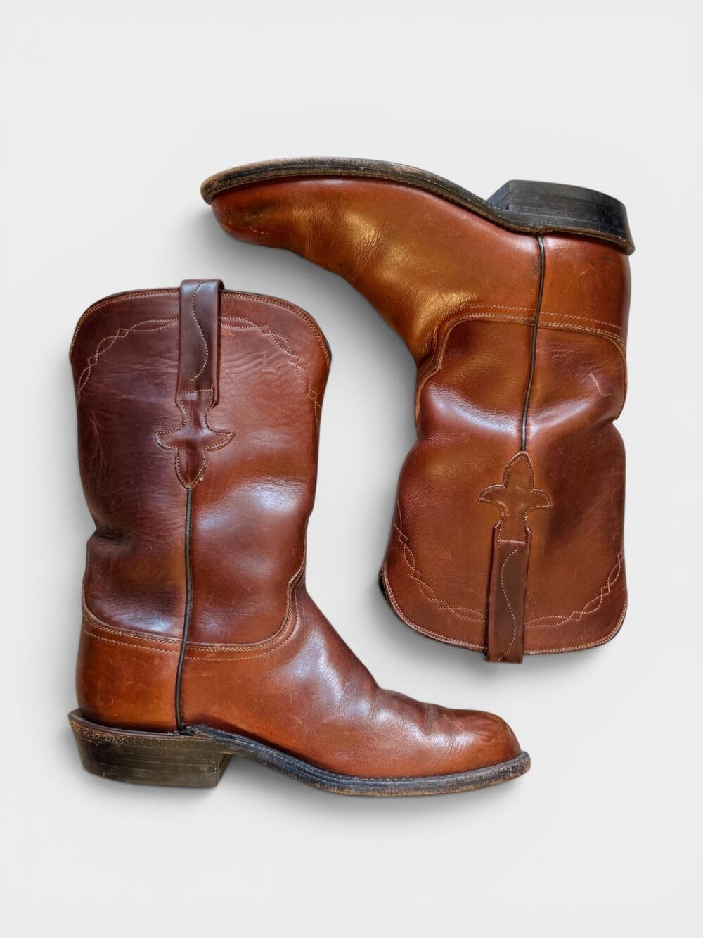 VTG Lucchese Brown Leather Cowboy Boots Size 6